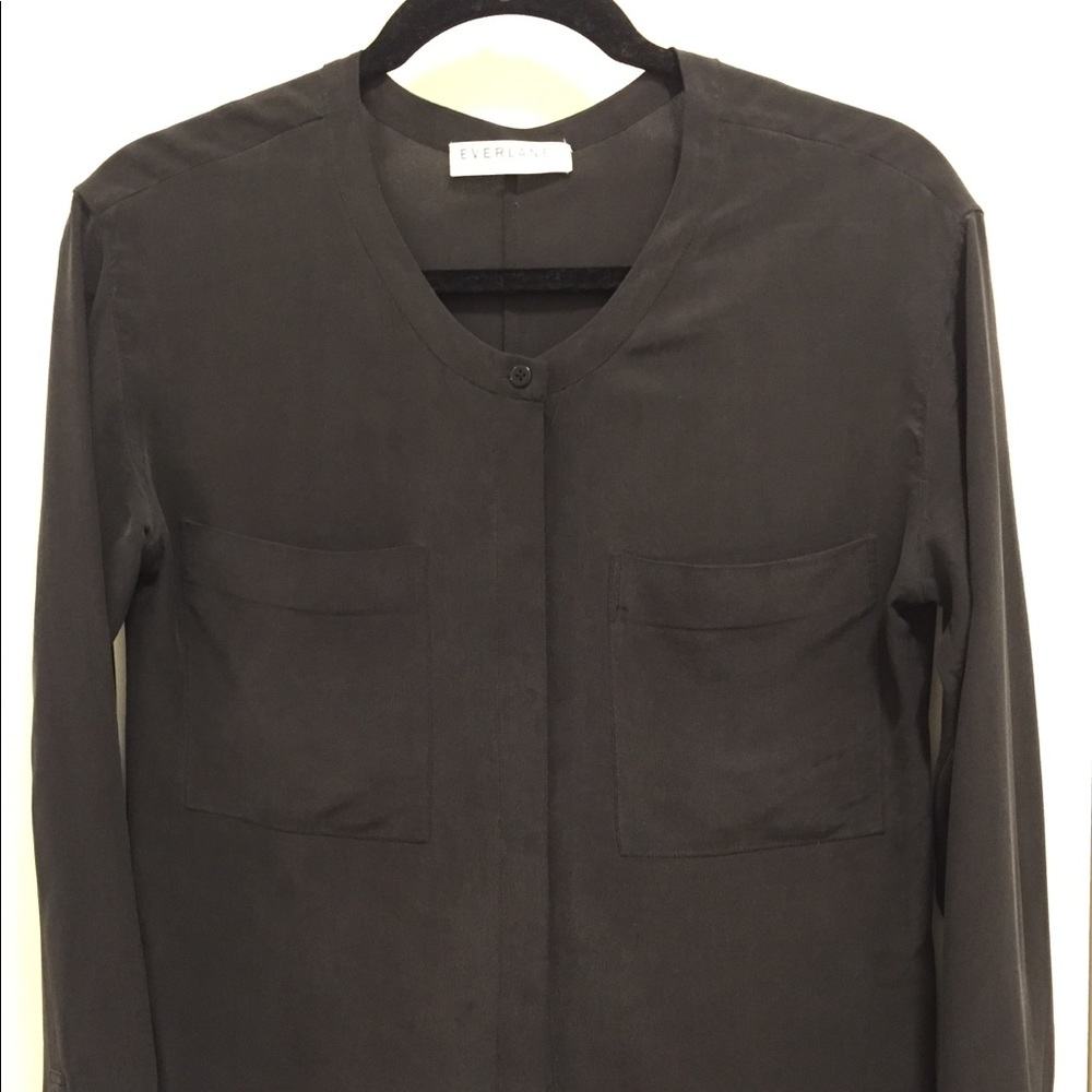 Like new Everlane black silk pocket blouse